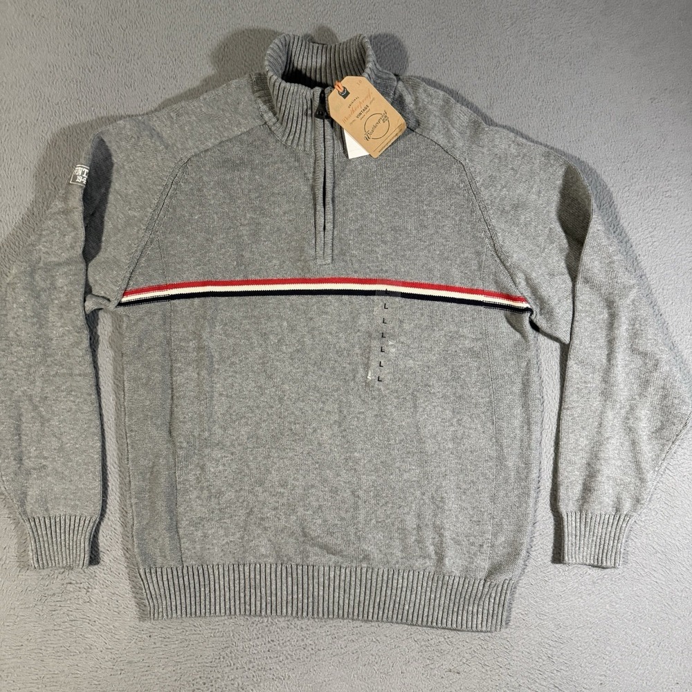 Weatherproof The Holiday Sweater 1/4 Zip Sweater Men's Large Gray Cotton $80